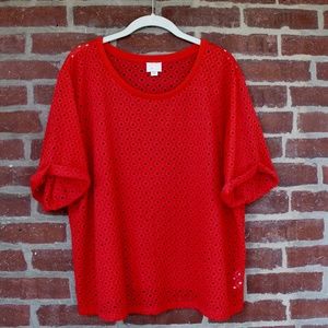 Chantal Lace Top | Size L | Brilliant Red Tee